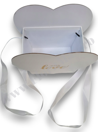 Gentuta cadou inima alba cu manere si mesaj auriu With Love [1]