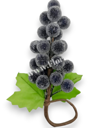Merisoare inghetate gliterate mov 16 cm – decoratiuni artificiale Craciun [1]