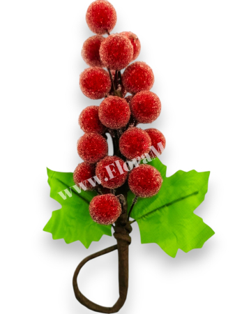 Merisoare inghetate gliterate rosu 16 cm – decoratiuni artificiale Craciun [1]
