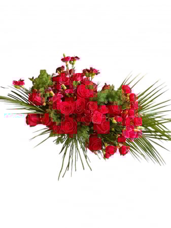 Aranjamente florale - Aranjament pe Buret din 15 Trandafiri 7 fire Mini Rose si Foliaj 