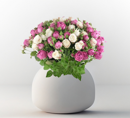 Zi de naștere - Buchet cu 15 minirose alb cu roz