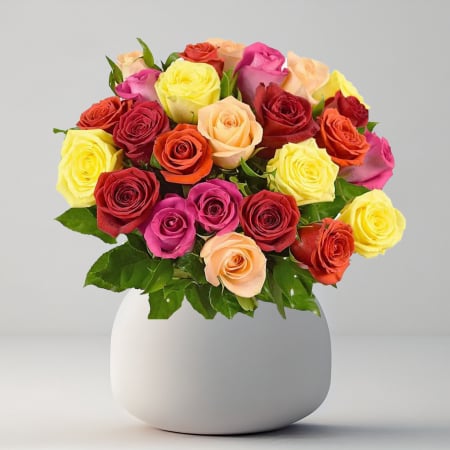 Aniversare de cuplu - Buchet 25 trandafiri diferite culori sau intr o singura culoare