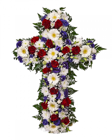 Cruci florale funerare - Aranjament funerar în formă de cruce