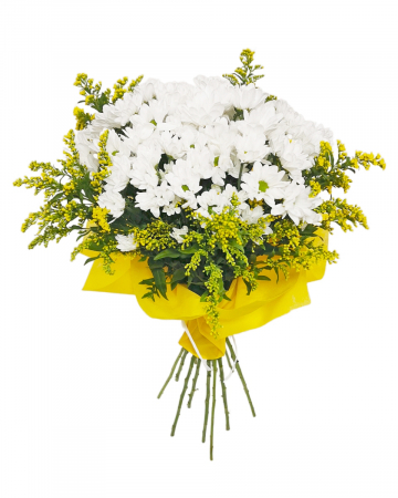 Buchete Flori - Buchet crizanteme albe și solidago