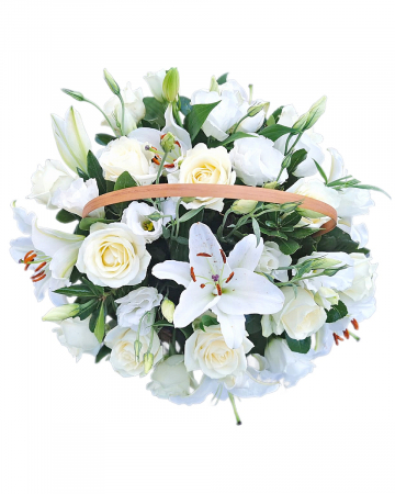 Coș cu trandafiri, crini și lisianthus [1]