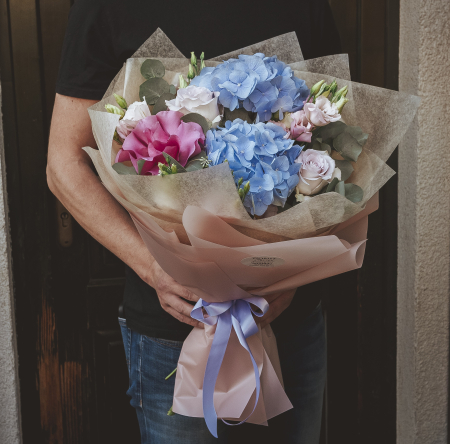 Buchet Elegant. Bleu, roz mov cu hortensie [1]