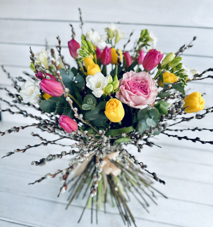 Buchet mix colorat cu lalele, frezii, salix 33 flori. XXL [1]