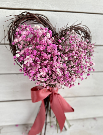 FLORI DE PRIMAVARA 2025 - Buchet Valentine Inima Gypsofila Roz