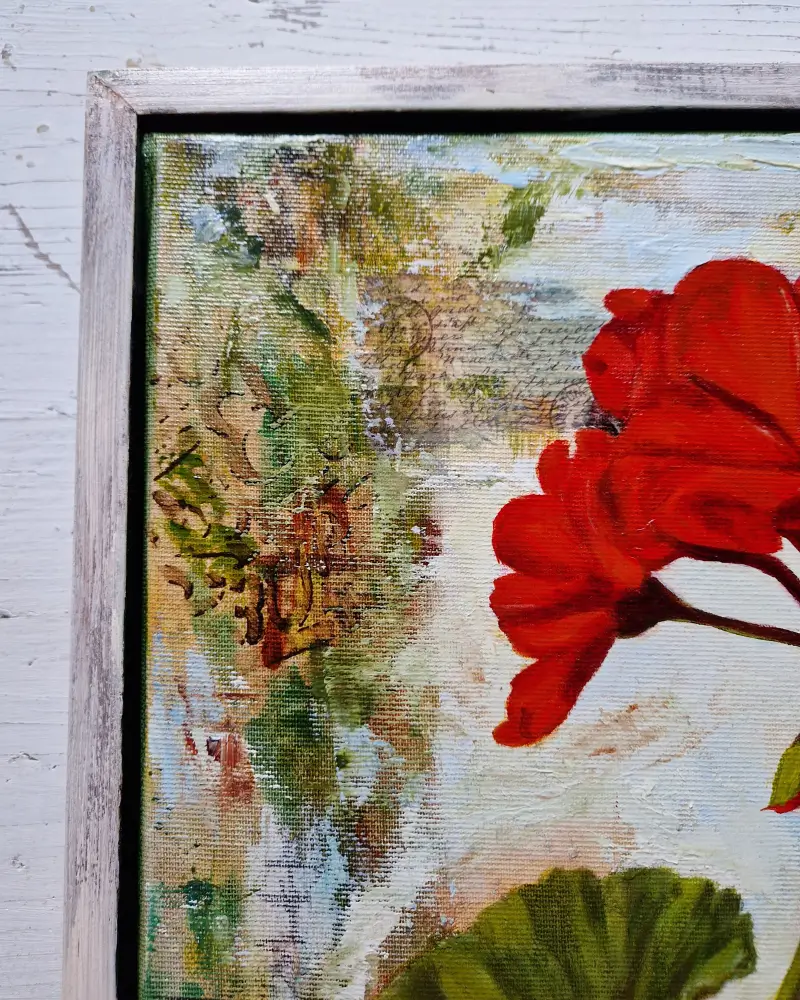 Tablou pictat manual în ulei cu tehnică mixtă – Mușcată [7]