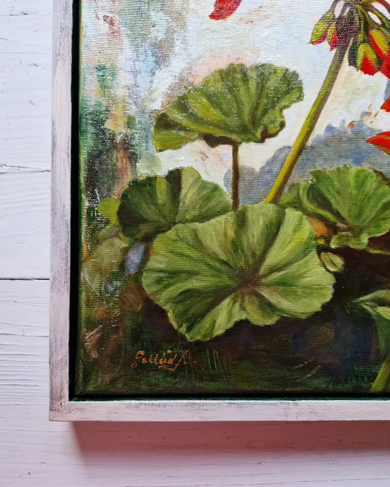 Tablou pictat manual în ulei cu tehnică mixtă – Mușcată [8]