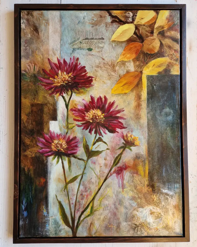 Tablou pictat manual „Între anotimpuri” – pictură originală Flow Art [7]