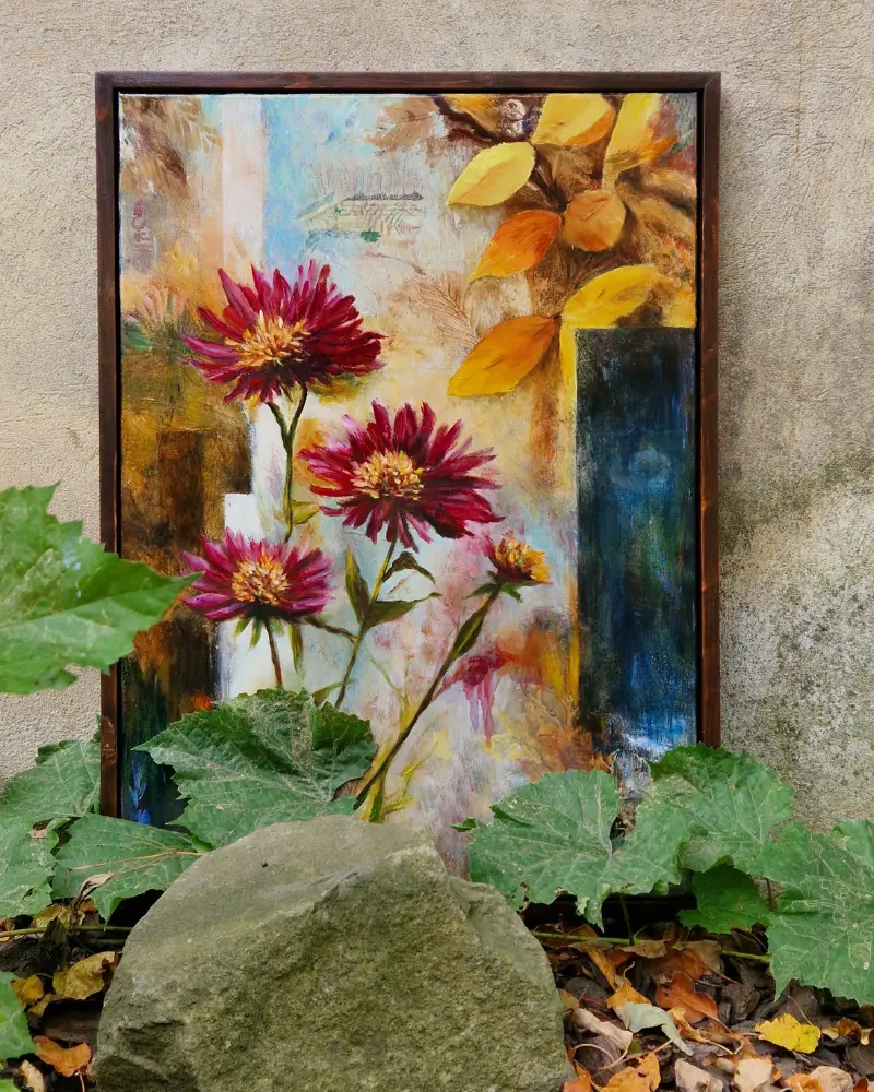 Tablou pictat manual „Între anotimpuri” – pictură originală Flow Art [7]