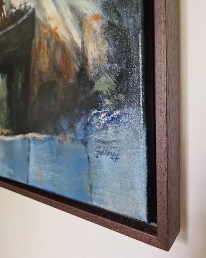 Rădăcini – tablou original cu mușcată în ghiveci, pictură în ulei cu tehnică mixtă – Judit Gellerd [4]