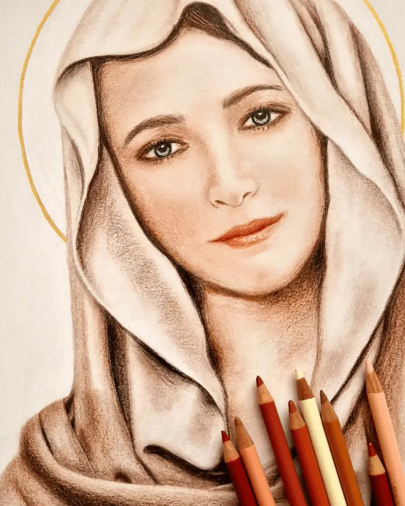 Portret Fecioara Maria de la Medjugorje - Creioane Colorate [1]