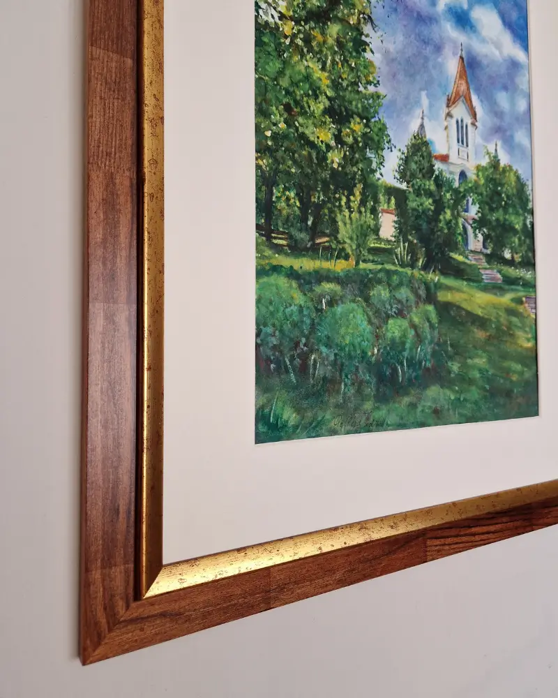 Biserica din Firtănuș – acuarelă originală cu ramă din lemn | Flow Art [5]