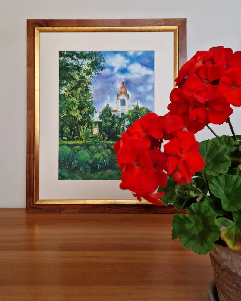 Biserica din Firtănuș – acuarelă originală cu ramă din lemn | Flow Art [4]