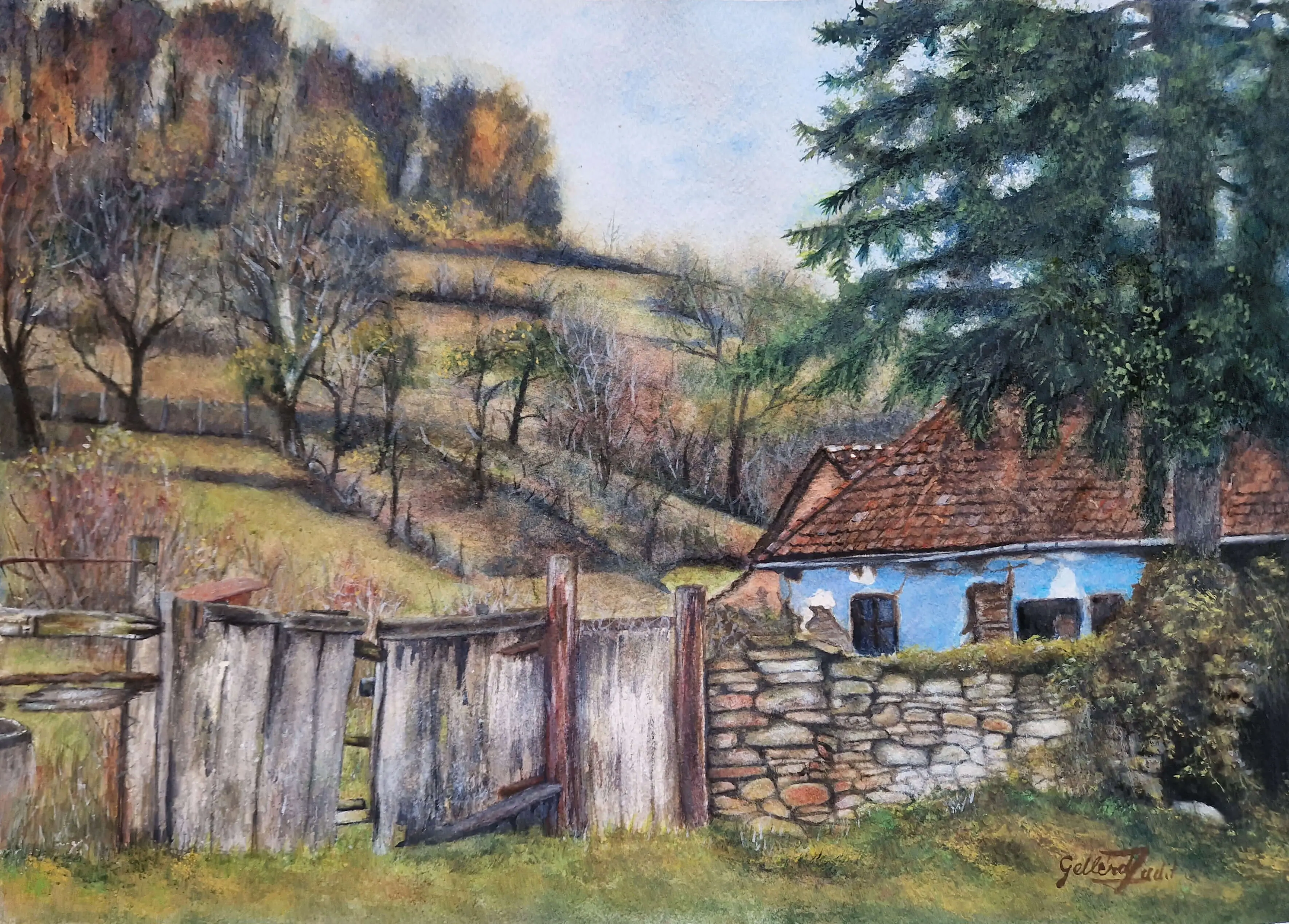 Melancolia Casei Albastre - Acuarelă Originală [2]