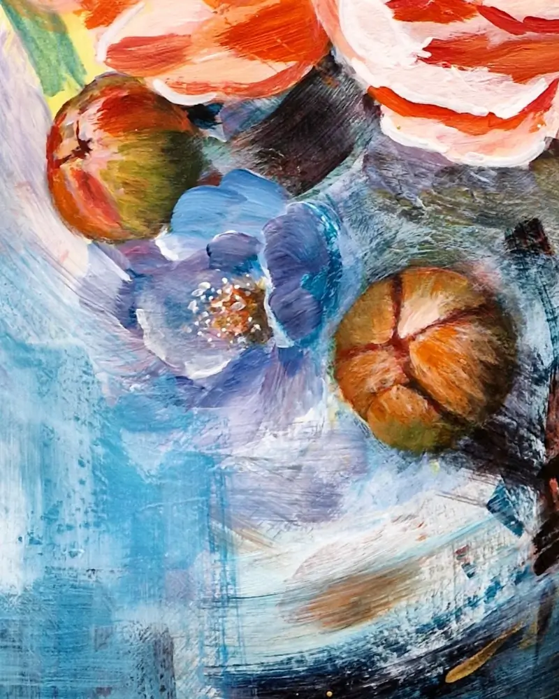 Tablou "Dansul petalelor" - pictură florală incadrata [3]