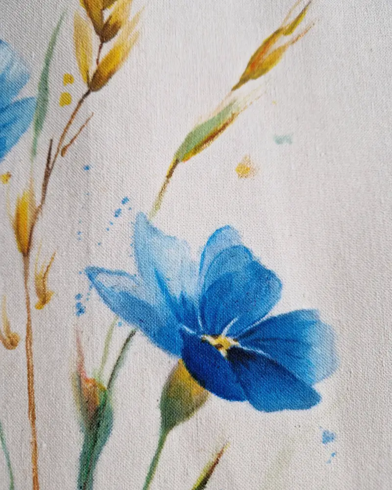 Sacoșă pictată manual – „Lan albastru” | Fabricat în România [2]