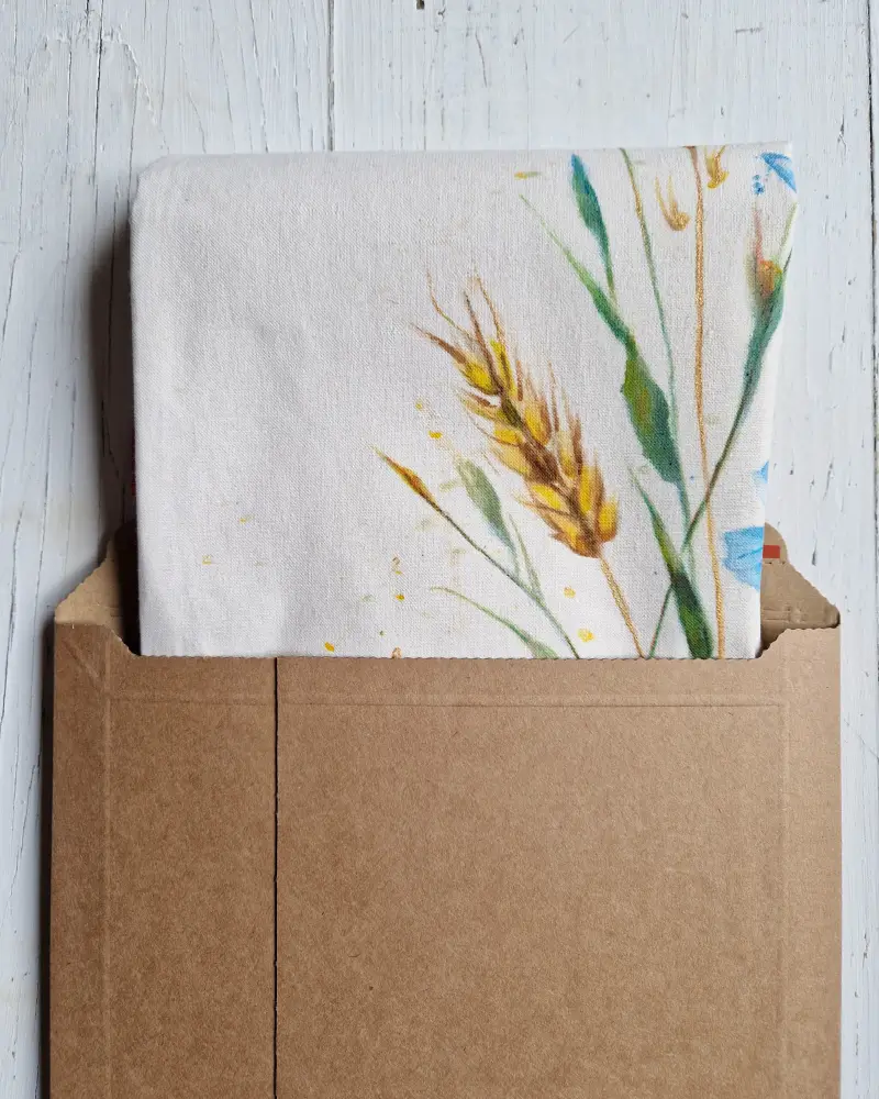 Sacoșă pictată manual – „Lan albastru” | Fabricat în România [4]