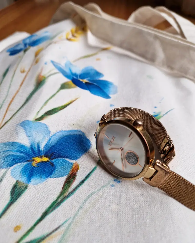 Sacoșă pictată manual – „Lan albastru” | Fabricat în România [7]