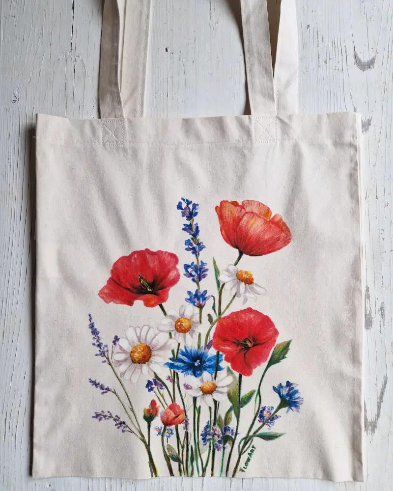 Sacoșă pictată manual cu flori de câmp – Culori de câmp [5]