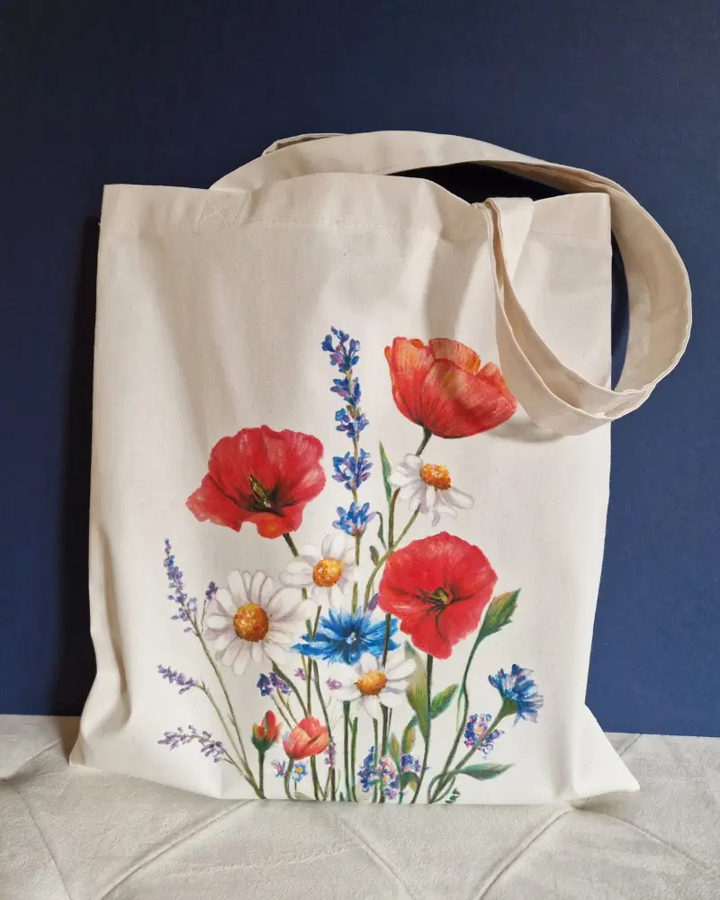 Sacoșă pictată manual cu flori de câmp – Culori de câmp [6]