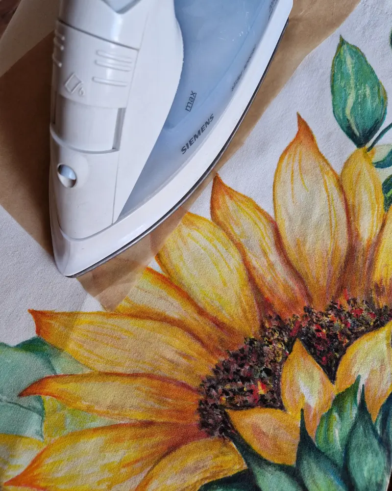 Sacoșă pictată manual cu floarea-soarelui – Flow Art România [2]