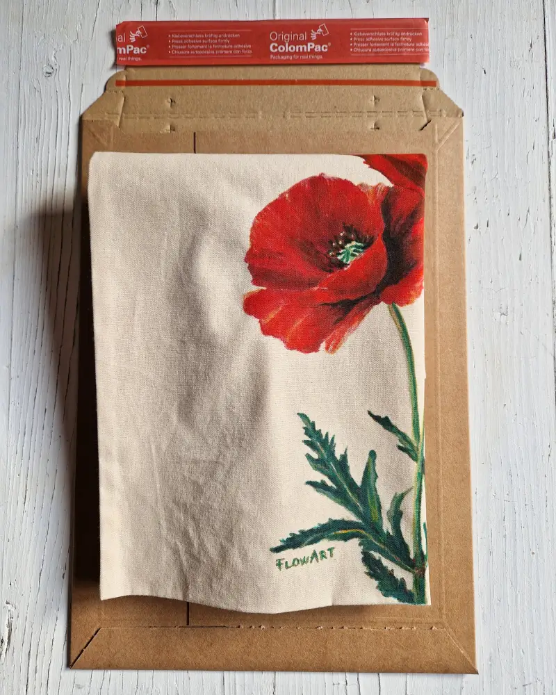 Sacoșă pictată manual – “Maci în lumină” | Accesoriu unicat, fabricat în România [3]