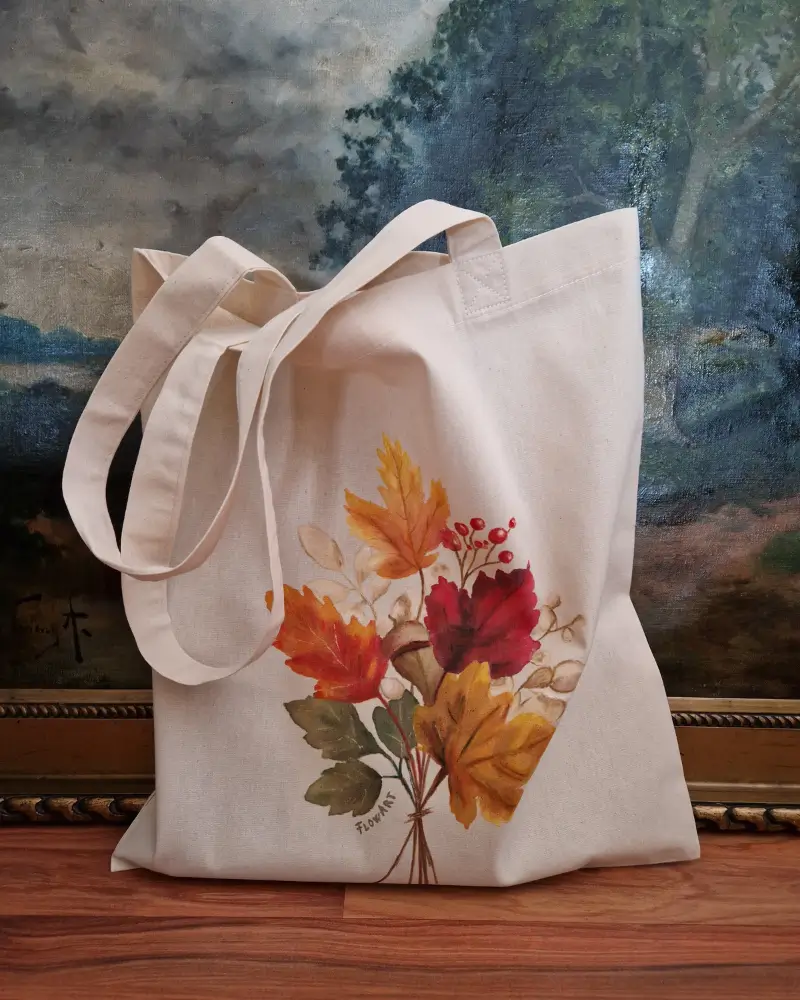 Sacoșă Pictată Manual – Frunze de Toamnă | Flow Art [1]