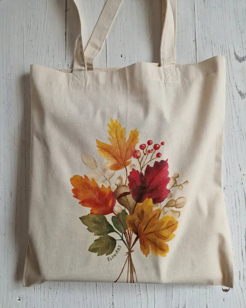 Sacoșă Pictată Manual – Frunze de Toamnă | Flow Art [6]