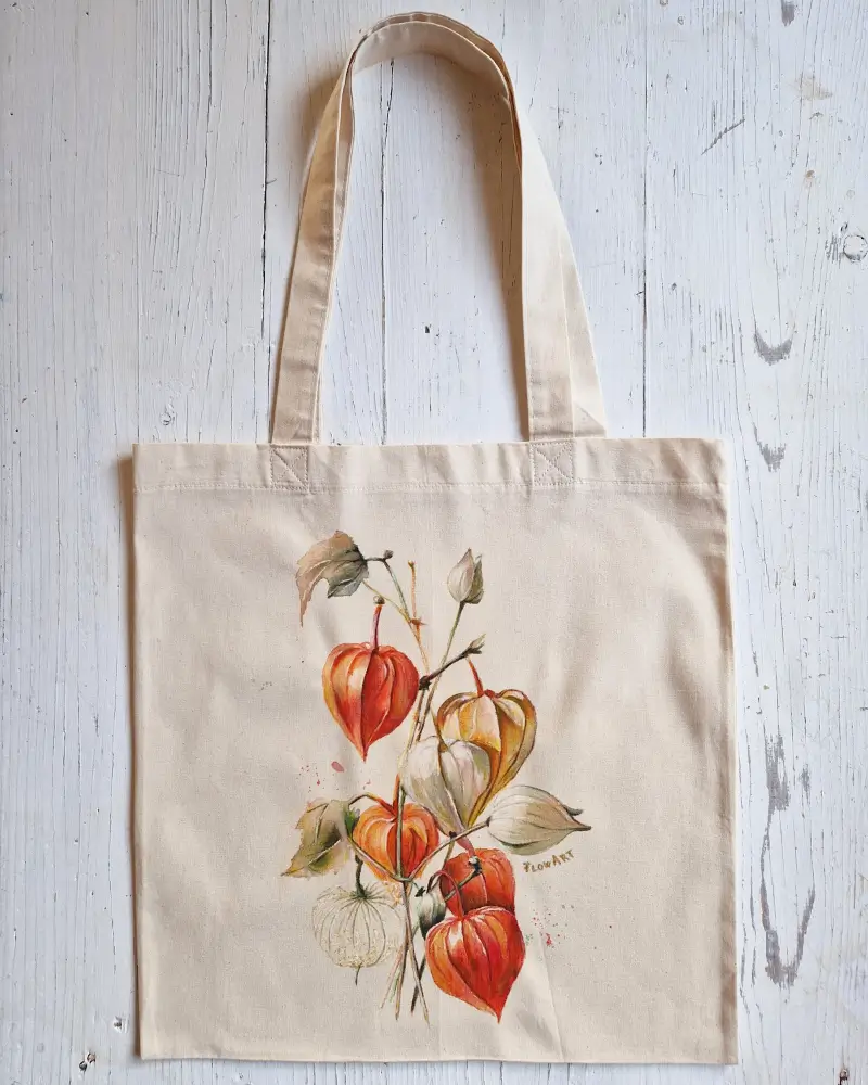 Sacoșă pictată manual – Lampioane de toamnă | Fabricat în România [8]