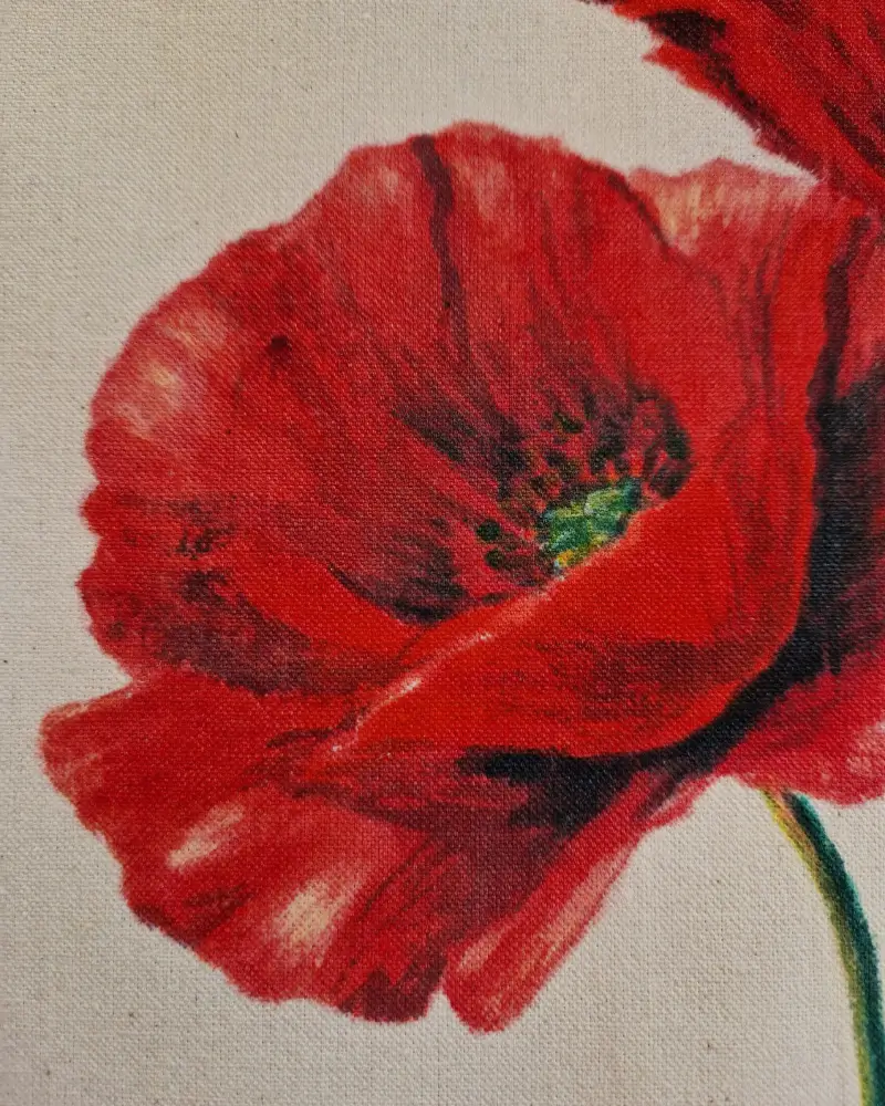 Sacoșă pictată manual – “Maci în lumină” | Accesoriu unicat, fabricat în România [2]