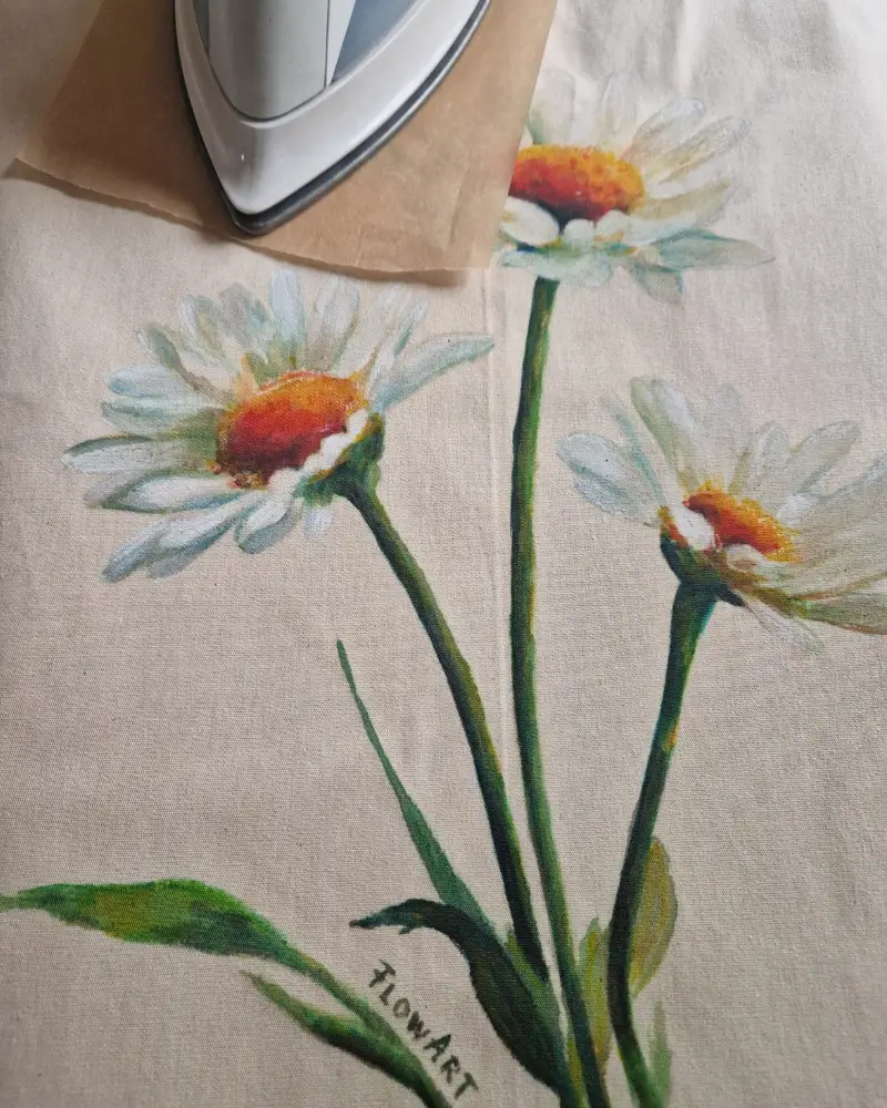 Sacoșă pictată manual cu margarete – bumbac 100% – Flow Art [6]