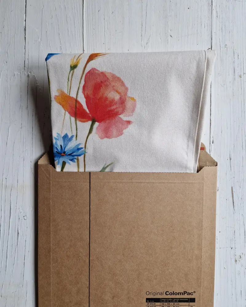 Sacoșă pictată manual cu mac și albăstrele – bumbac 100% – Flow Art [8]