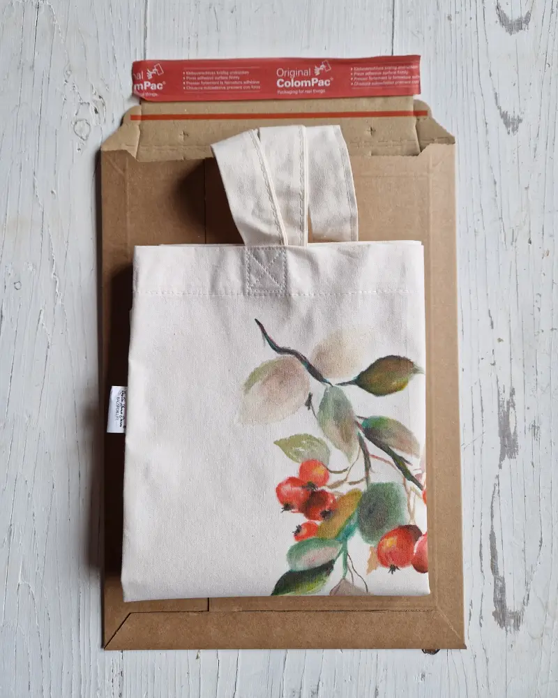 Sacoșă pictată manual cu păducel – design original Flow Art [6]