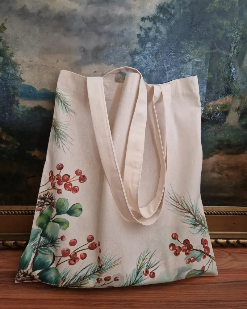 Sacoșă Pictată Manual – Poveste de Iarnă | Flow Art [1]