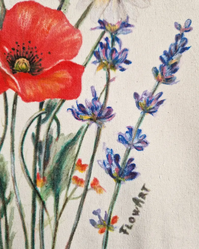 Sacoșă pictată manual Printre maci | Flow Art [3]