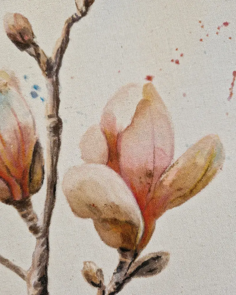 Sacoșă pictată manual cu magnolie – Flow Art [3]