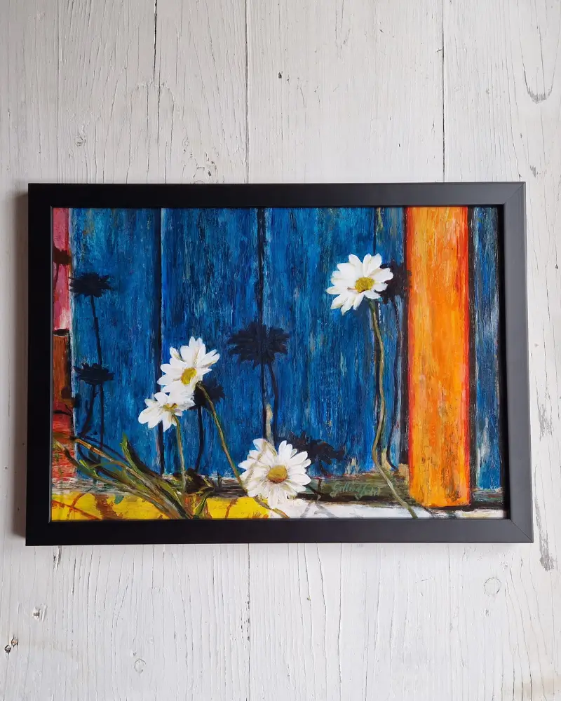 Tablou "Umbre și petale" - pictură florală incadrata [3]