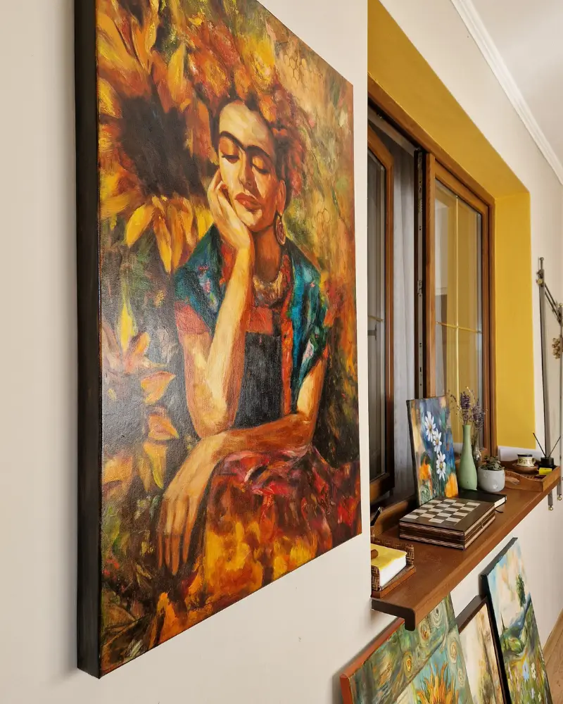 Tablou pictat manual în ulei, tehnică mixtă – Frida Kahlo [4]
