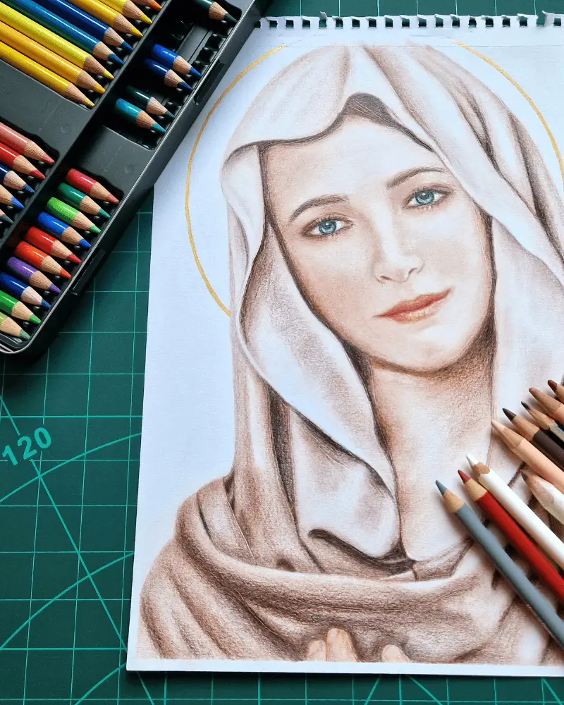 Portret Fecioara Maria de la Medjugorje - Creioane Colorate [3]