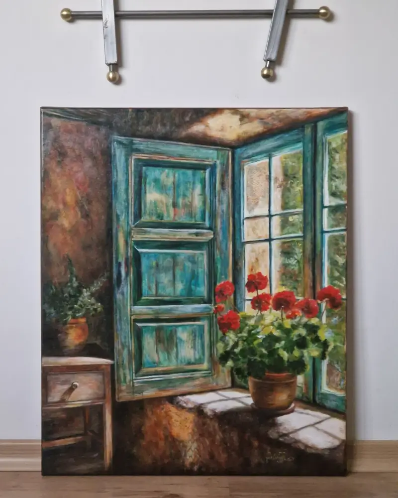 Tablou pictat manual – Fereastra spre vară [4]