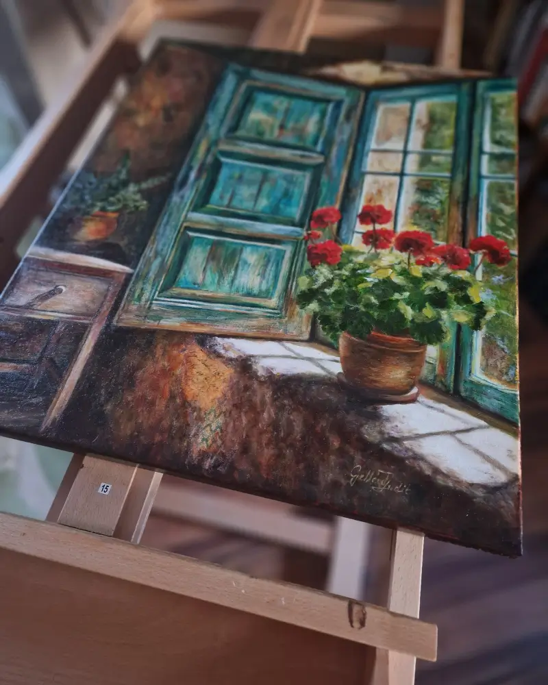 Tablou pictat manual – Fereastra spre vară [5]