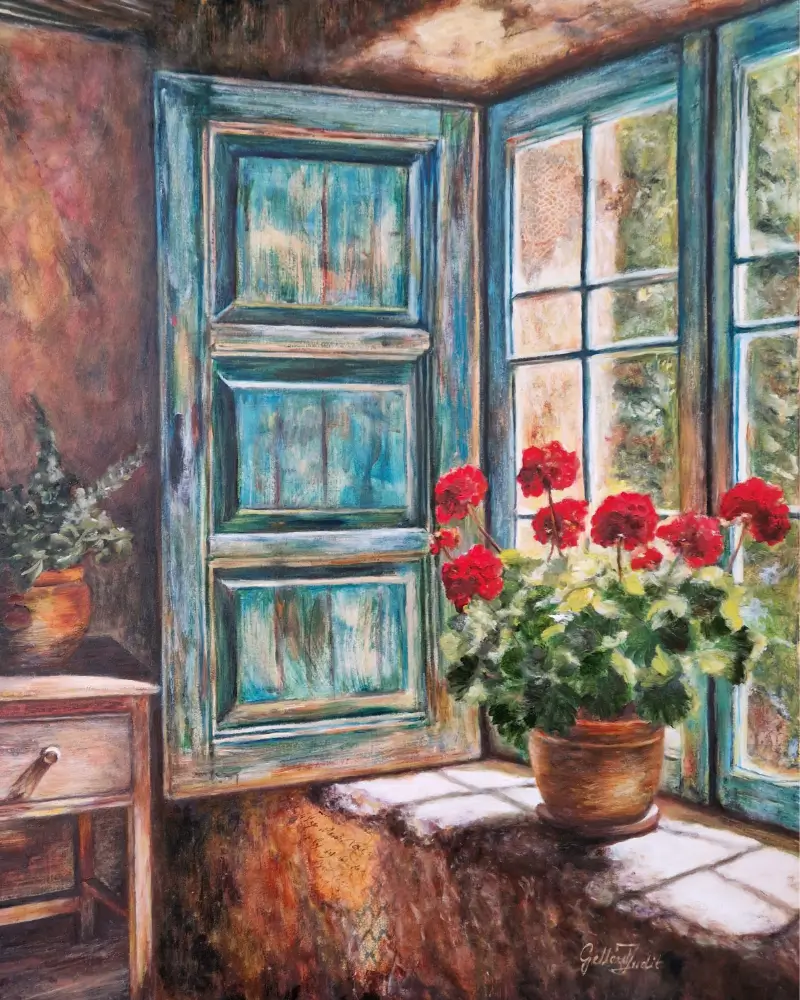 Tablou pictat manual – Fereastra spre vară [1]