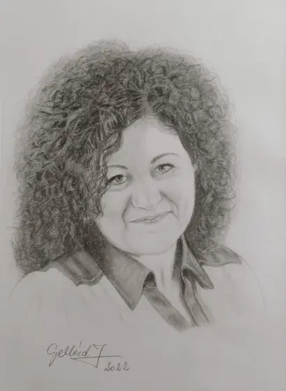 Colecții private - Erzsébet - Creioane Grafit, Portret Femeie