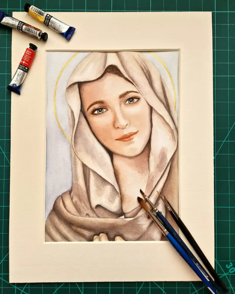 Fecioara Maria Medjugorje - Pictură în Acuarelă [5]