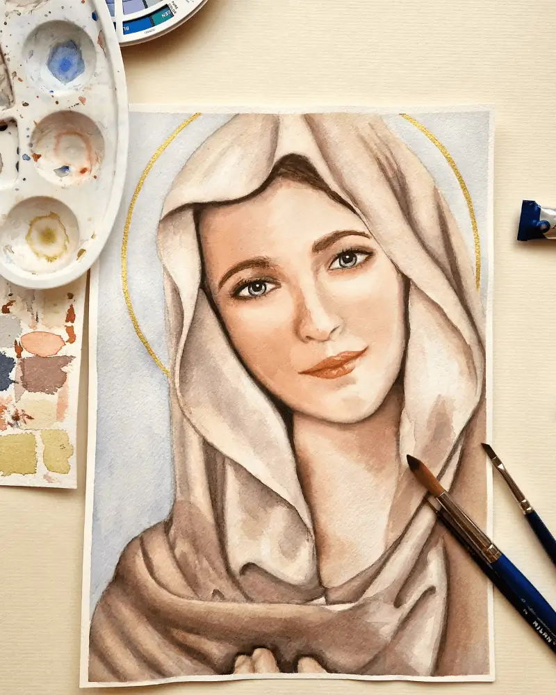 Fecioara Maria Medjugorje - Pictură în Acuarelă [2]