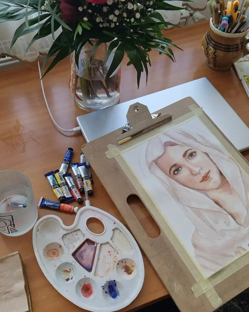 Fecioara Maria Medjugorje - Pictură în Acuarelă [4]