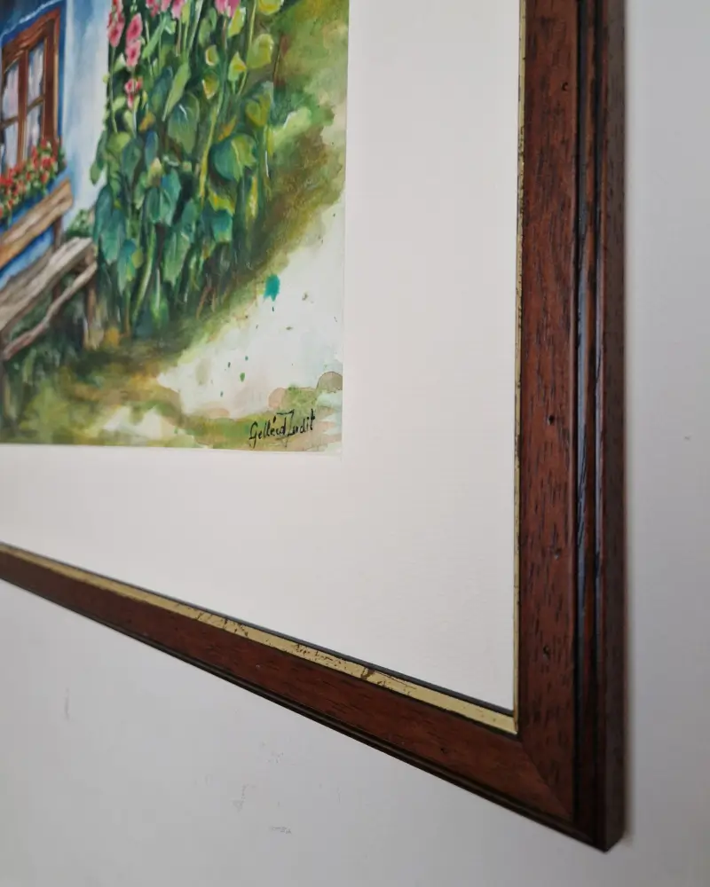 Pictură în acuarelă – Ferestre cu nalbe, design original Flow Art [5]